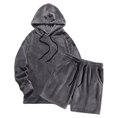 Men's Grey Large Fleece Pyjama Set, Two Piece Loungewear