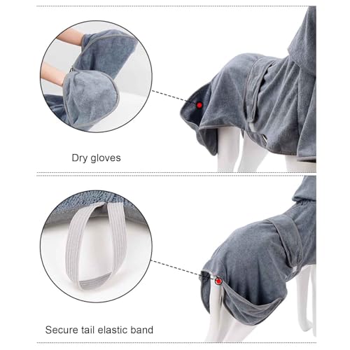 PJDDP Hundebadetuch Extra Saugfahig, Verstellbares Halsband Und Taille Bademantel Gross,Dryup Cape, Geeignet Für Große Und Mittlere Hunde,XL