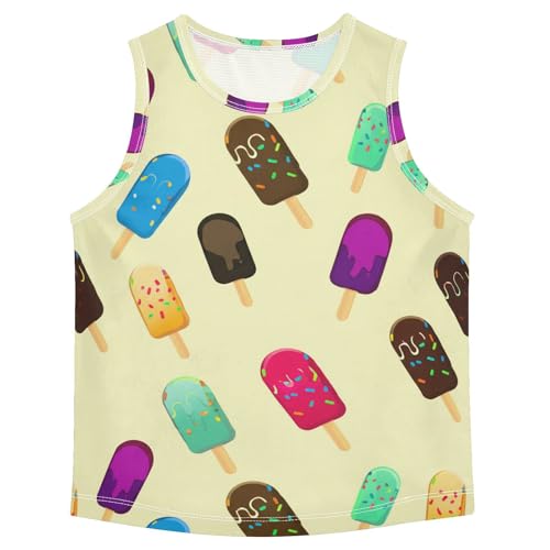 J JOYSAY Cartoon Colorful Popsicle Boys Tank Top Sleeveless Muscle Shirts Quick Dry Kids T-Shirts 3-15T