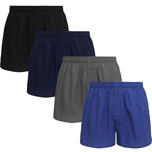 Falari 4-Pack Men's Boxer Underwear 100% Cotton Premium Quality (L