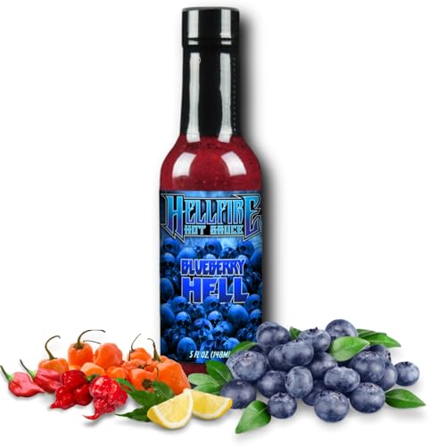 Hellfire Hot Sauce Blueberry Hell with Carolina Reaper Peppers, Gourmet, Award-Winning Fruit-Based , 5 oz.