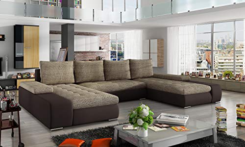 All4All Ecksofa Verso - Schalffunktion - Bettkasten - Elegantes Design - Komfort - U-Form - Couch - Eckcouch - Schlafsofa - Wohnlandschaft - 368x200x88cm -23 - Berlin03+Soft66