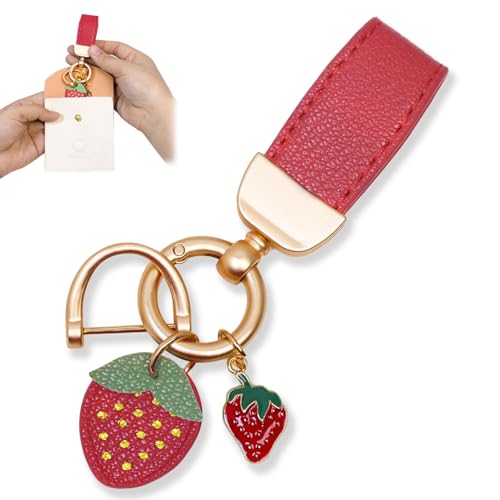 Kuaikely Portachiavi Auto Donna Pelle Portachiavi Elegante Macchina con Fibbia a D Anti Regali per le Donna (Rosso)