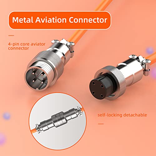 MAMBASNAKE C01 Spiralny Kabel Usb C do Klawiatury, Pro Coiled Kabel do Klawiatury Mechanicznej, Typ C na USB A, TPU Zwijany Kabel Klawiaturyz Metalowym Złączem Aviator do Klawiatury Gaming - Orange