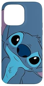 Hülle für iPhone 14 Pro Max Disney Lilo and Stitch Niedliches Stichgesicht, Schiefergrau