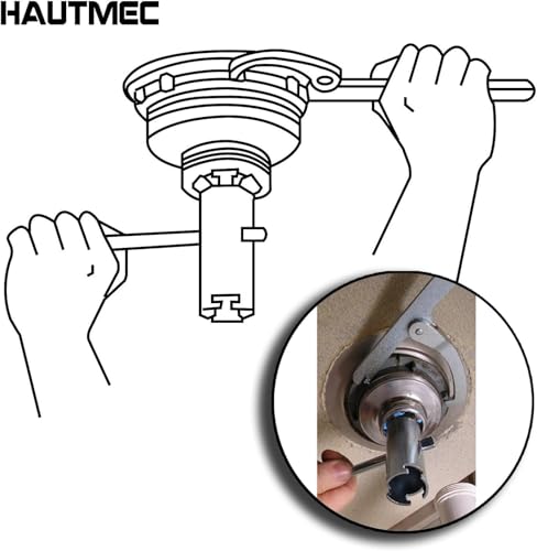 Image of HAUTMEC Sink Drain Wrench Set,Sink Strainer Lock Nut Wrench & Long‑Reach Double Working End Basket Strainer Wrench for Kitchen Sink Basket Strainer,1100701