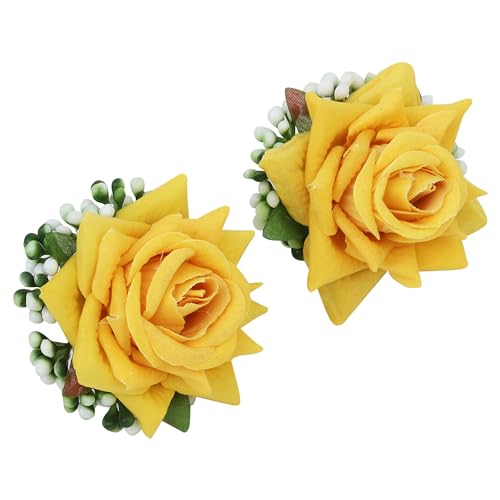 Épingles à cheveux rose jaune pour un mariage champêtre chic