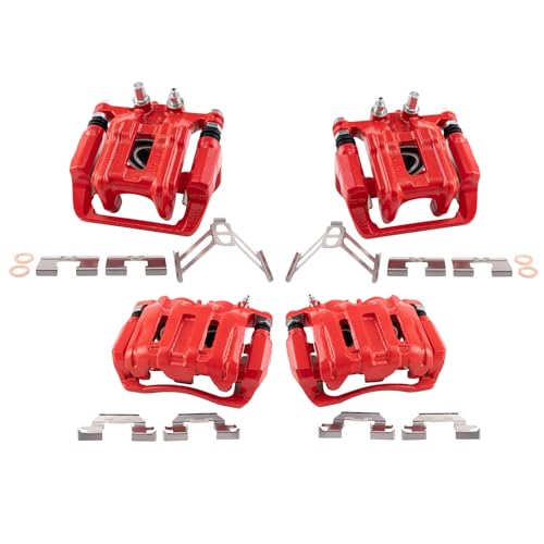 Image of TRQ Performance Front and Rear Brake Caliper Set Coated Brackets Compatible with 2007-2012 Acura RDX 2007-2011 Honda CR-V 2010-2011 Accord Crosstour
