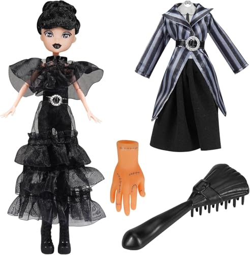 DCSSUB 10 inch Doll and Accessories, Black Gothic Gown with 2 Dresses,Black Comb and Thing