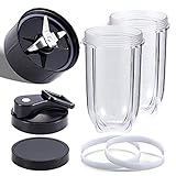 16oz Cups with Flip-Top To-Go Lid & Flat Lid and Premium Extractor Cross Blade with Extra Gasket...