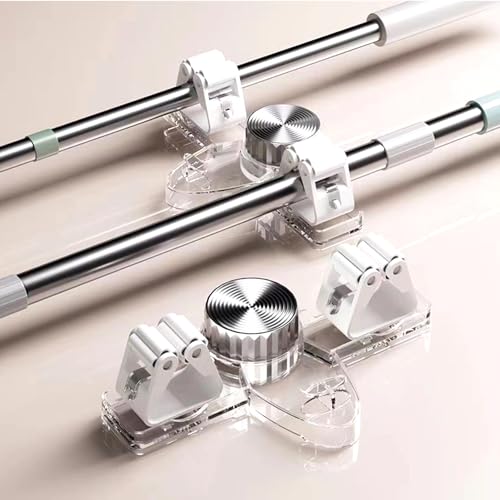 yunanwa 6 Pack Broom Holder Wall Mount Mop Hanger, No Drill Suction Cup Mop Broom Organizer with Hooks, Space Saving Rack Removable Mop Clip for Kitchen, Garage, Bathroom, Laundry Room — view 3