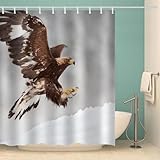 MOXINO Adler Duschvorhang Anti-Schimmel 180x180 cm Polyester Stoff Textil Waschbar Wasserdicht Badvorhang 3D Adler Motiv Duschvorhänge Badezimmer mit 12 Haken（Stil 10-12）