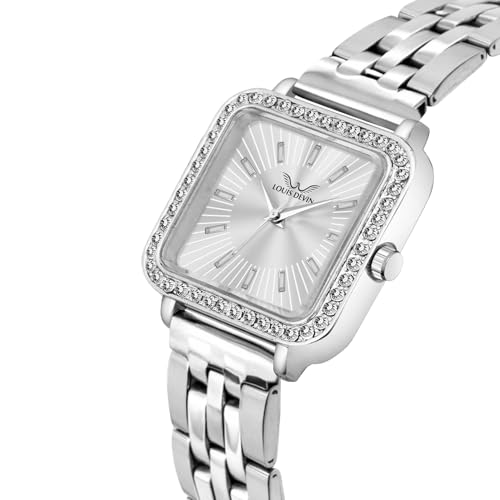 Image of LOUIS DEVIN Stainless Steel Chain Analog Wrist Watch for Women (Silver /Pink /Blue /Green Dial) | LD-WTS503-CH