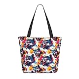 Taille et capacité : la taille est de 33 cm (H) x 27,9 cm (l) x 17,8 cm (P), donnant un sac fourre-tout spacieux à imprimé loup coloré aquarelle pour femme qui s'adapte aux essentiels du quotidien sans se sentir surdimensionné
