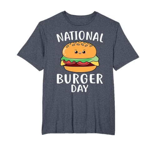 National Burger Day Hamburger Cheeseburger T-Shirt, Men's Big and Tall, Heather Blue, 4X Tall