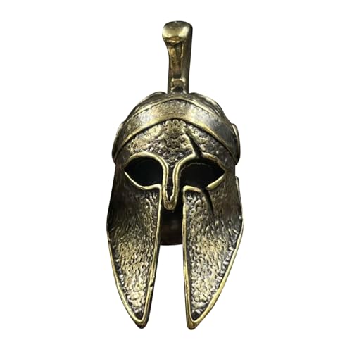Pendentif Casque - Perle Laiton Paracorde | Charm Casque Spartiate Couteau Lampe Poing Américain, Accessoire Porte-Clés Antique Cordon Extérieur Camping Randonnée, Anneaux Sacs À Dos