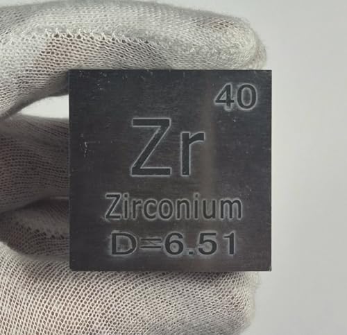 Image of 1.5 inch 38.1mm Zirconium Metal Cube Zr up to 99.9% Pure Periodic Table Element Engraved Density Collection Science Education Display Block Cube + Acrylic Case Box - 1PC