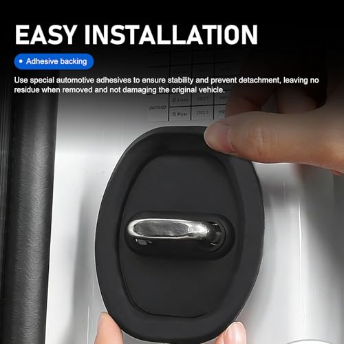 Yekoaru 4 PCS Car Door Latch Guard, Silicone Shock Absorption Door Latch Lock Cover, Rust-proof Auto Lock Cover Parts Protective Pads, Fit for Most Vehicles (Black)