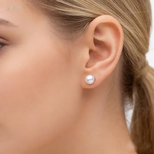Akkemia Small Pearl Stud Earrings Set 5 Pairs for Women — view 4