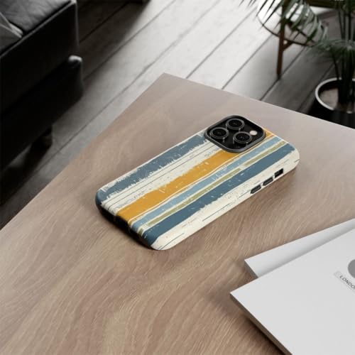 Coque iPhone 14 Pro Max lin rayé rustique anti-traces et rigide - 4