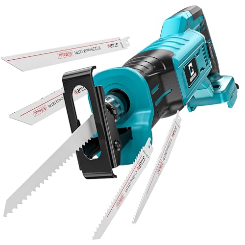 Cerycose Cordless Reciprocating Saw Compatible with Makita 18V Battery, Variable Speed 1" Stroke Length,3200 SPM, Toolless Blade Change, 4 Saw Blades for Metal Wood PVC Cutting (Tool Only)