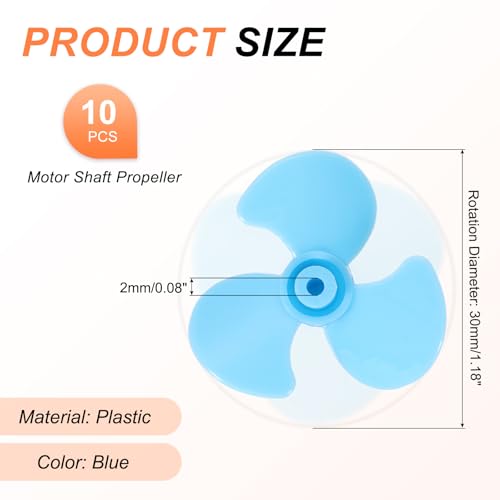 QUARKZMAN 2mm DC Motor Propeller 30mm Lüfterform 3-Blatt Kunststoff Rundpropeller Für DIY Modellflugzeug Wissenschaftliche Bildungsspielzeug Motor RC Boot Mikro (Blau, Packung Mit 10 Stück)