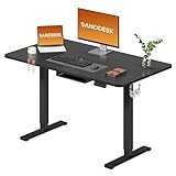 SANODESK Escritorio Elevable Eléctrico con Tablero Entero de Una Pieza 120x60 cm, Regulable en Altura con Memoria, Estable, Silencioso y Anticolisión, Ideal Teletrabajo y Oficina en Casa (Negro)