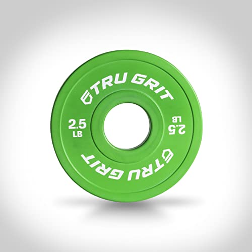 Tru Grit Fitness Competition Bumper Plates - Designed With High-Density Rubber, Solid Steel Center Plates, And Increased Rubber Lip Surface - Sold In Pairs - Green #TOP21