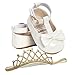 Baby Girl 's PU Toddler Shoes Fashion Solid Color Bow Rubber Sole Casual Shoes Headband Set (White Set, 0-6 Months)