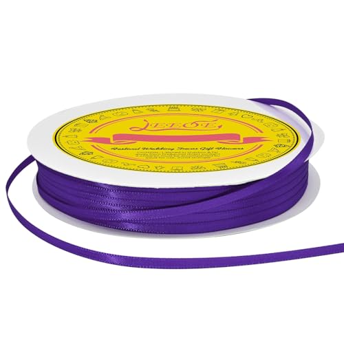 Image of Double Face Purple Satin Thin Ribbon 1 /8 inch X 100 Yards Polyester Purple Ribbon for Gift Wrapping Very Suitable for Weddings Party Hair Bow Invitation Decorations and More