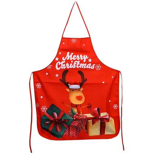 MIGIFTDY Delantales de Navidad ajustables para hombres y mujeres, delantal de cocina de Papá Noel, delantal de cocina de dibujos animados de Navidad para adultos y niños, fiesta de Navidad, barbacoa,