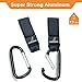 BabbleRoo Stroller Hooks Adjustable Universal Multi-Purpose Stroller Organizer Clip to Hang Your Purse, Shopping & Diaper Bags on Buggy, Pushchair or Pram, Black, 2 Pack