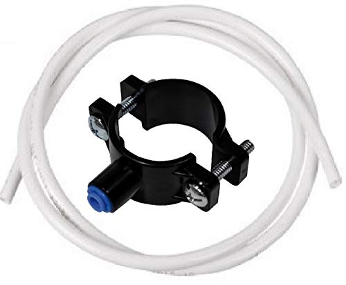 Universal Abwasser Abfluß Set bestehend aus 5 m Wasser Anschluss Schlauch 1/4 (6mm) und einer Rohrschelle 1/4 Zoll Klammer Schelle für Osmoseanlage Umkehrosmose Wasserfilter Wasserhahn - Adapter Wasseranschluss Fitting Osmose Filteranschluss Filter Anlage