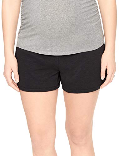 Motherhood Maternity Women's Maternity French Terry Underbelly Short, Solid Black, Large