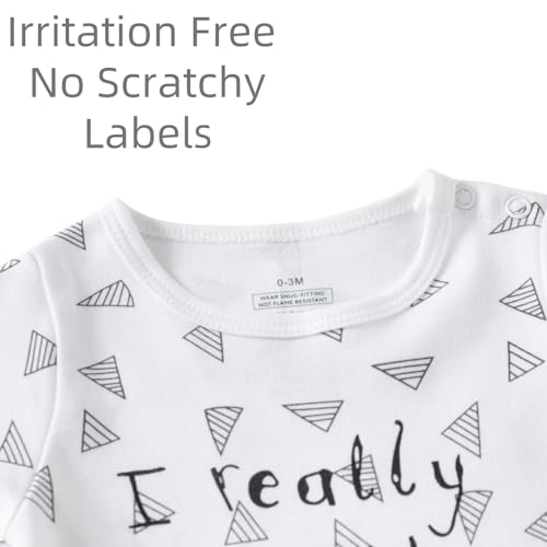 aomomo 2-Pack Romper Set, Newborn Clothes Cotton Long Sleeve Footie (White B, 3-6 Months) - Image 3