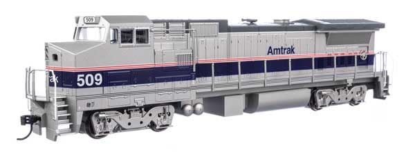 Walthers Mainline 910-19564 HO Scale GE Dash 8 P32-8BWH - ESU(R) Sound & DCC - Amtrak(R) #509 - Phase IV (Silver, Blue Stripe, red & White Pinstripes)