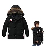 XIFAMNIY Boys Down Jacket Fur Collar Hood Thick Warm Winter Coat Parka Padded Outerwear 3-6T