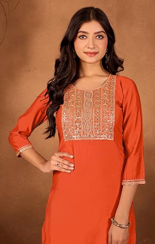 Image of Women's Embroidered Kurta Pant Set | Ethnic Kurta with Pant | Festive & Casual Wear Suit Set for Women
