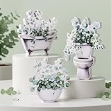 Ctdepuzi 3 Pcs Eucalyptus Bathroom Decor Sage Green Eucalyptus Bathroom Signs Farmhouse Wooden Botanical Decoration Whimsical Table Signs for Restroom Bathroom Toilet Half Bath Shelf Counter Décor