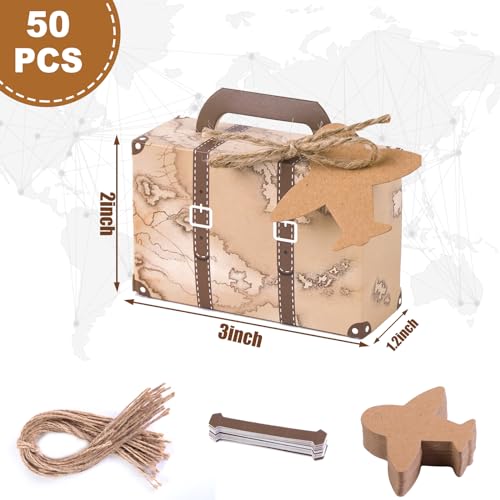 VGOODALL 50 peças de mini malas, caixa de doces de lembrancinha de festa, saco de presente de papel