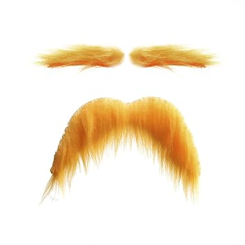 Adult Yellow Mustache and Eyebrows Halloween Fake Beard Novelty Cosplay Costume Accessories Funny Party