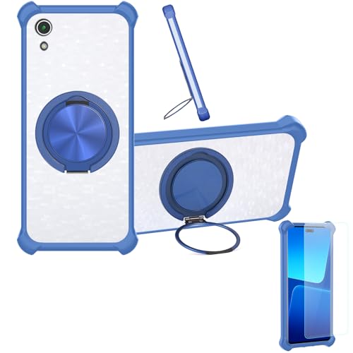 jioeuinly Case Compatible for Sony Xperia Z3 Phone Case Cover [with 1* Tempered Glass Screen Protector] Hybrid Case[360°Ring Support, Magnetic] CX-05-LAN