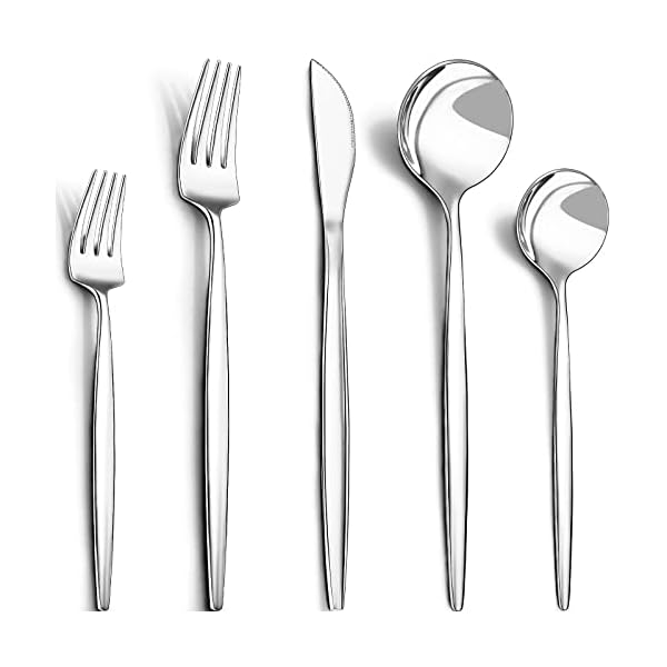 40-Piece Silverware Set for 8, CEKEE Stainless Steel Flatware Cutlery Set for Home Restaurant Hotel Apartment, Kitchen Utensils Set Included Knife Spoon and Fork Set- Mirror Polished & Dishwasher Safe