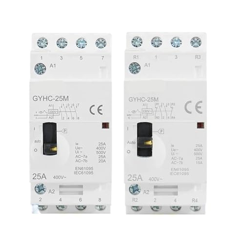 Contacteur modulaire 4P 25A 2NO2NC 220V GYHC type manuel pour rail Din