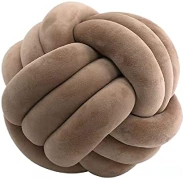 BYITRE Soft Knot Ball Pillows,Round Throw Pillow Cushion Home Decoration Plush Pillow,Throw Knotted Pillow Handmade Round Plush Pillow（8 inches,Brown）