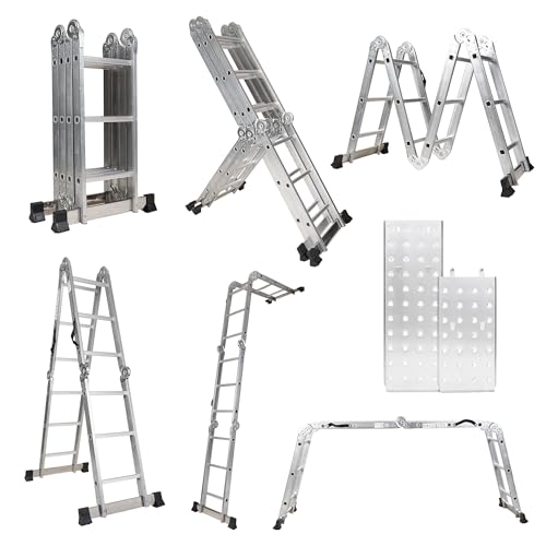 Consejos para Comprar Escaleras de Aluminio Walmart , tabla con los diez mejores. 41 Genérico Escalera Multiposiciones de 3.5 Metros Aluminio Recta Tijera Andomio Plegable Versatil Antideslizante para Uso Interior Y Exterior De 12 Peldaños Alta Calidad