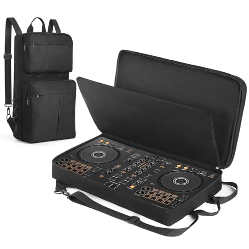 Introti Mochila para DJ Pioneer DDJ-400, DDJ-FLX4 y Roland DJ-202 - Funda portátil antiarañazos con correa ajustable para el hombro - Bolsa de almacenamiento de viaje para DJs, Black, Mochila para DJ