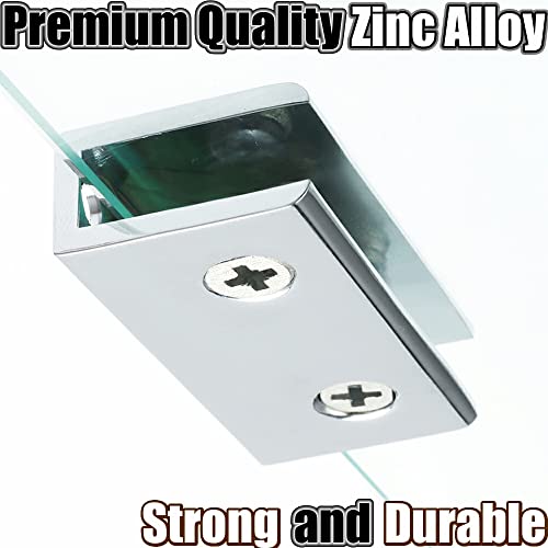 Alise Glass Shelf Bracket Adjustable Shower Brackets,Heavy Duty Rectangle Clamp Holder For 8-12Mm Glass Shelves,Wall Mount Clamps Clip Support Hardware Replacement Parts,Polished Chrome 2 Pcs #TOP1