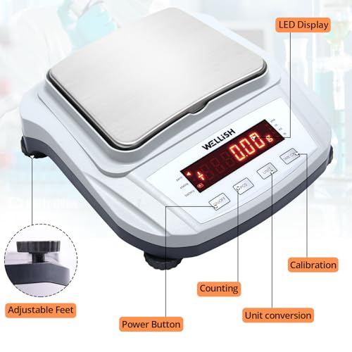 Image of Lab Scale 2000g /0.01g High Precision Digital Scale with 1kg Weights Analytical Balance Electronic Scale for Kitchen Lab Weighing