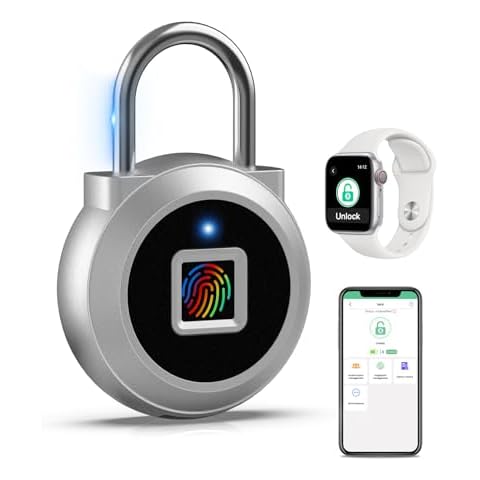 Eseesmart Fingerprint Padlock, Locker Bluetooth, Mobile APP, Smart Padlock with Keyless Biometric, Water Resistant, Suitable for Gym, School, Luggage Bags, Locker and Storage Cover